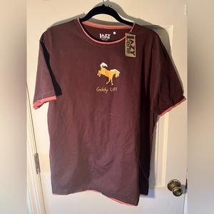 Lazy One “Giddy Up” Brown T-shirt NWT